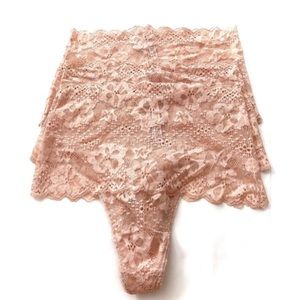 Victorias Secret Nwt Floral Lace Lot of 3 High Waist Thong Panty Panties M